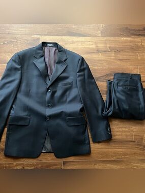 Ultimo Uomo Black plaid suit formal wedding business office laine wool modern